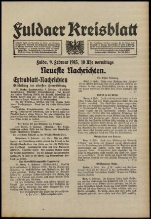 Ausgabe vom Dienstag, den 09. Februar 1915.