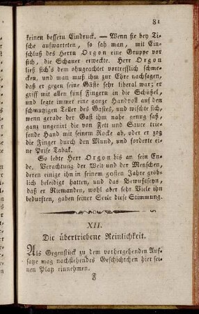 XII. Die übertriebene Reinlichkeit.