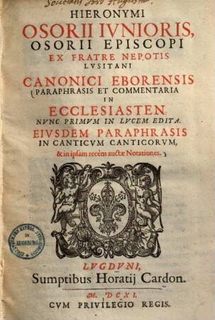 Paraphrasis et commentaria in ecclesiasten