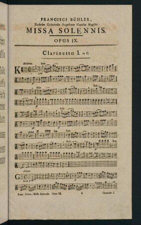 1-4, Missa Solennis. Opus IX. Clarinetto I. in C.