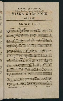 1-4, Missa Solennis. Opus IX. Clarinetto I. in C.