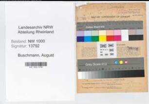 Entnazifizierung August Buschmann, geb. 05.02.1899 (Postschaffner)