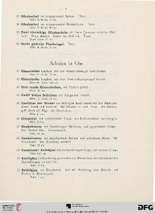 Arbeiten in Glas (Nr. 61-79)