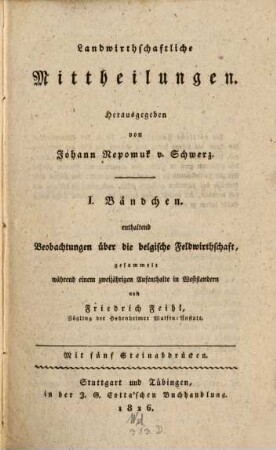 Landwirthschaftliche Mittheilungen, 1. 1826