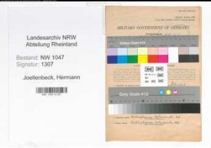 Entnazifizierung Hermann Joellenbeck , geb. 17.01.1901 (Beamter)