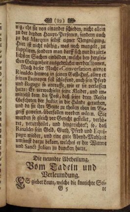 Die neundte Abtheilung, Vom Tadeln und Verleumdung. - Die zehende Abtheilung, Von der Gemüths-Neigung.