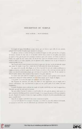 Description du temple: État actuel- Plan général