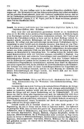 572, Locard. La preuve judiciaire par les empreintes digitales. 1914