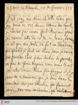 Elisabeth Charlotte (Liselotte) von der Pfalz - Briefe: Brief von Elisabeth Charlotte (Liselotte) von der Pfalz, Herzogin von Orléans, an Madame de Ludres