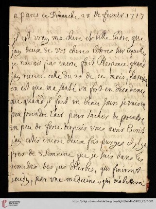 Elisabeth Charlotte (Liselotte) von der Pfalz - Briefe: Brief von Elisabeth Charlotte (Liselotte) von der Pfalz, Herzogin von Orléans, an Madame de Ludres
