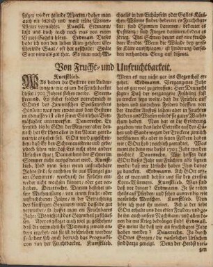 Von Frucht- und Unfruchtbarkeit.