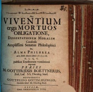 De viventium erga mortuos obligatione, dissertationem moralem