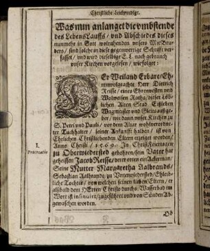 Was nun anlanget die umbstende des LebensLauffs, ...