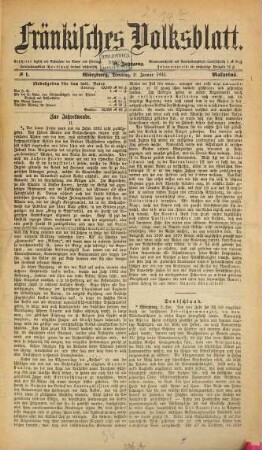 Fränkisches Volksblatt. Ausg. 000 : Tageszeitung für Unterfranken. 16. 1883, 1 - 6
