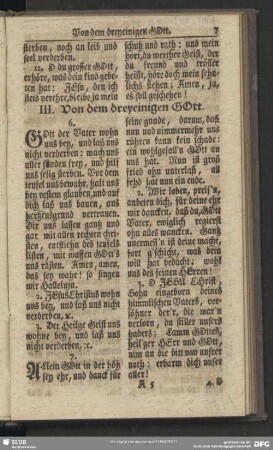 III. Von dem dreyeinigen Gott