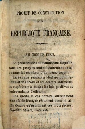 Projet de constitution de la République Française : Par Lamennais
