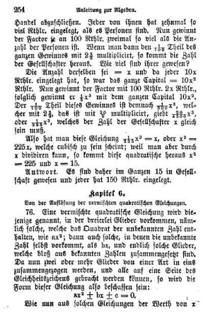 6. Von der Auflösung der vermischten quadratischen Gleichungen.