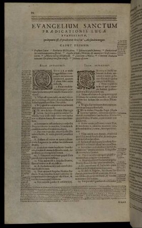 Evangelium Sanctum Prædicationis Lucæ Evangelistæ.
