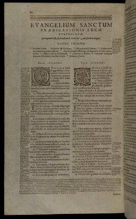 Evangelium Sanctum Prædicationis Lucæ Evangelistæ.