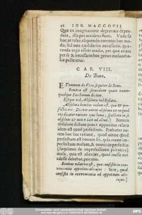 Cap. VIII. De Bono.