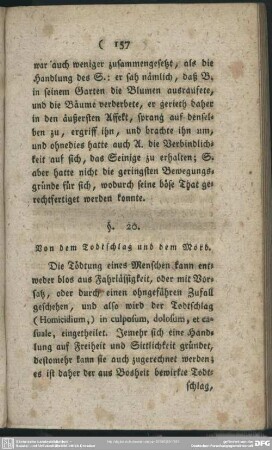 §. 20. Von dem Todtschlag und dem Mord