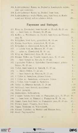 Fayencen und Steingut (Nr. 321-365a)