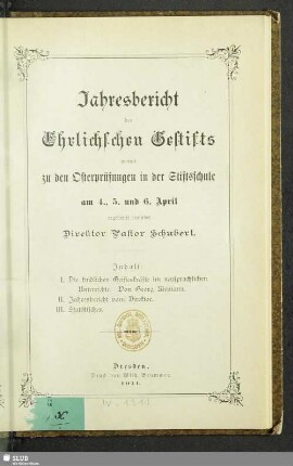 1911: Jahresbericht des Ehrlichschen Gestifts : auf das Schuljahr ...