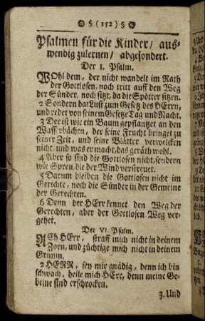 Psalmen für die Kinder/ auswendig zu lernen/ abgefordert.
