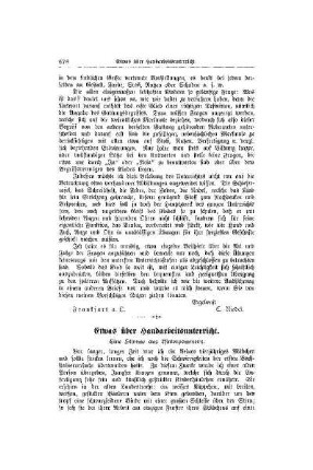 Etwas über Handarbeitsunterricht : eine Stimme aus Hinterpommern