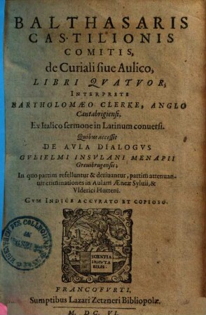 De Curiali sive Aulico : libri quatuor