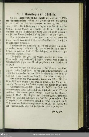 VIII. Wiederbeginn der Schulkurse