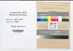 Entnazifizierung Hermann Hilbig , geb. 09.03.1909 (Zahlmeister)