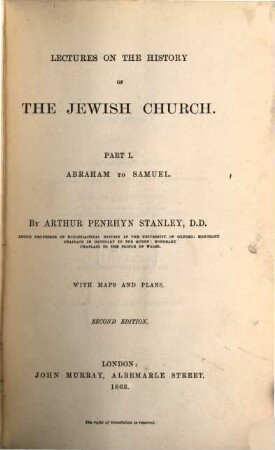 Lectures on the history of the jewish church. 1