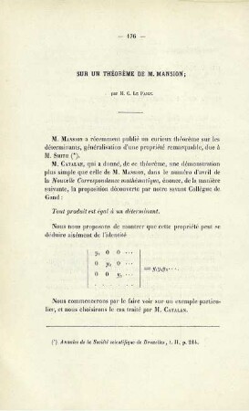Sur un théorème de M. Mansion.
