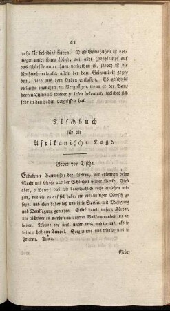 Tischbuch für die Afrikanische Loge.