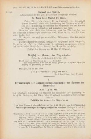 11. Verhandlungen des Justizgesetzgebungsausschusses der Kammer der Reichsräthe