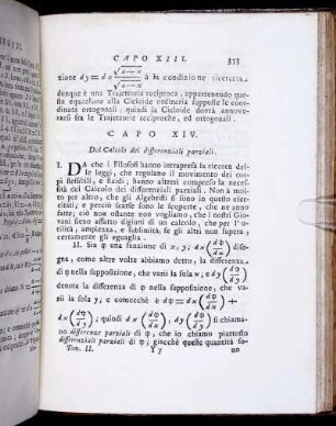 Capo XIV. Del Calcolo dei differnziali parziali.