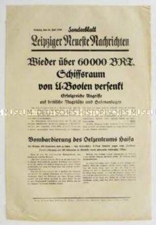 Sonderblatt der "Leipziger Neuesten Nachrichten" zum Seekrieg gegen Großbritannien