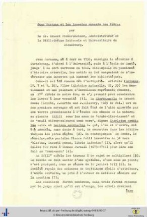 Typoskript: Jean Hermann et les insectes ennemis des livres