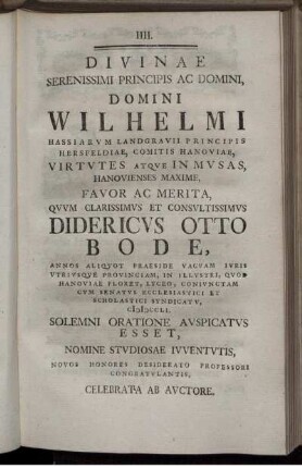 IIII. Divinae serenissimi principis ac domini ...