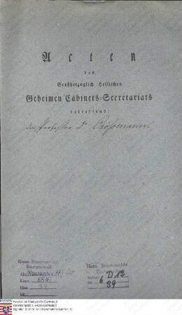 Crößmann, [Philipp Peter], Dr., Direktor des Predigerseminars in Friedberg
