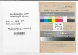 Entnazifizierung Friedrich Mueggenburg , geb. 13.05.1896 ()