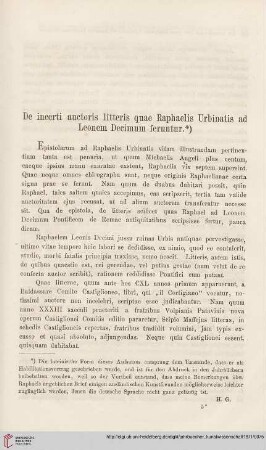4: De incerti auctoris litteris quae Raphaelis Urbinatis ad Leonem Decimum feruntur