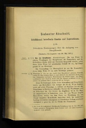Siebenter Abschnitt. Schiffskessel betreffende Gesetze und Instructionen.