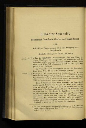 Siebenter Abschnitt. Schiffskessel betreffende Gesetze und Instructionen.