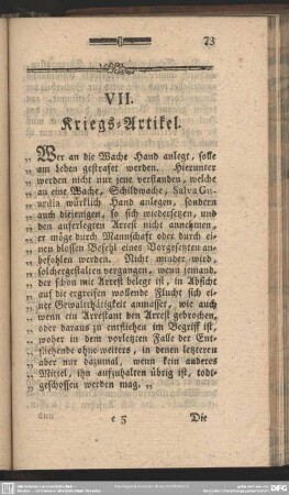 VII. Kriegs-Artikel