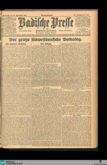 Badische Presse : Generalanzeiger der Residenz Karlsruhe und des Großherzogtums Baden, Montagausgabe