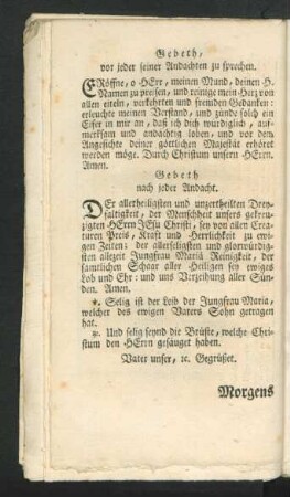 Gebeth nach jeder Andacht