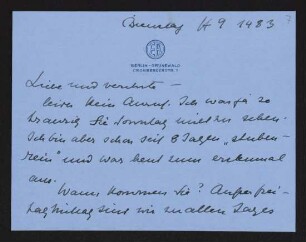 Brief von Edith Andreae an Margarete Hauptmann