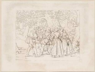 Zu Shakespeares "Die lustigen Weiber von Windsor", Blatt 12, 5. Akt, 4. Szene: Falstaff erfährt den Trug im Wald